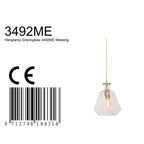 Suspension verre facetté avec surface texturée et accents en laiton doré Ø18 cm