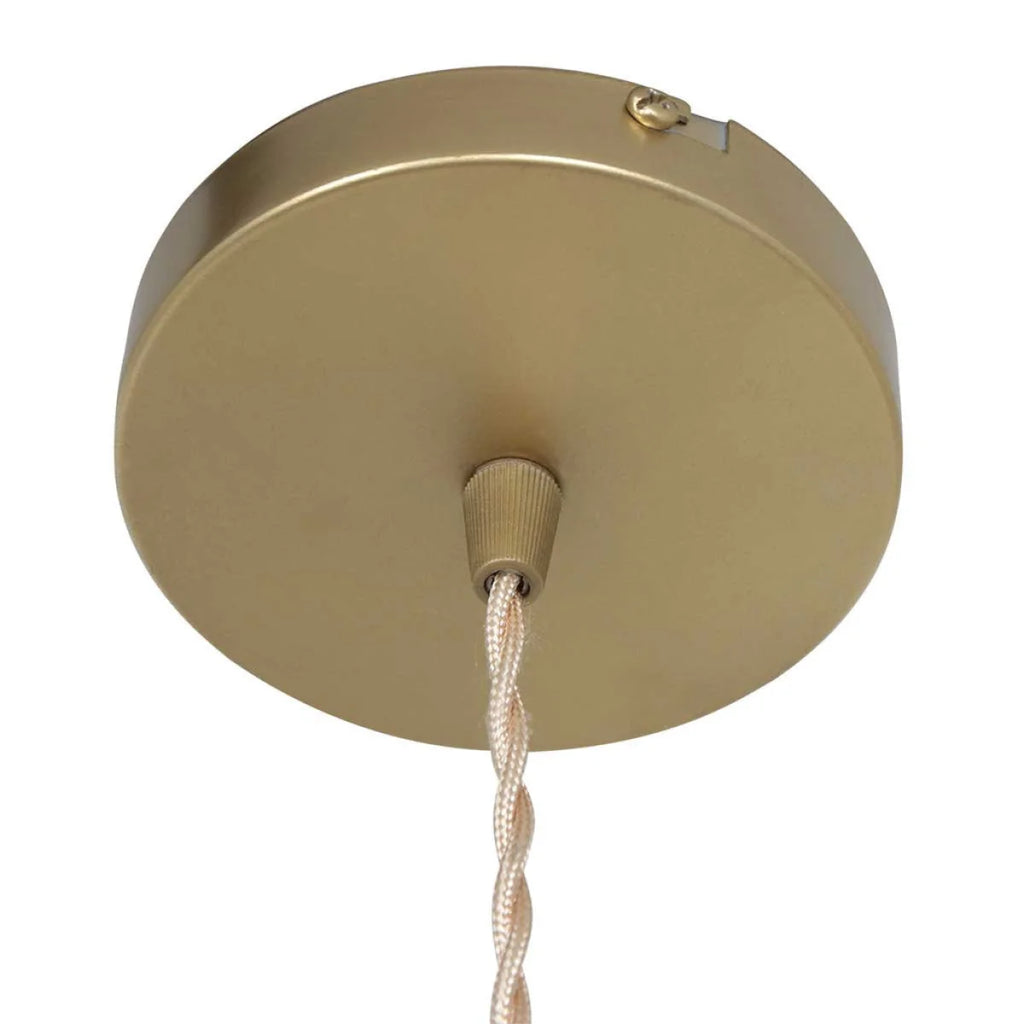 Rose de plafond ronde en or pour suspension avec câble torsadé et verre facetté Ø18 cm