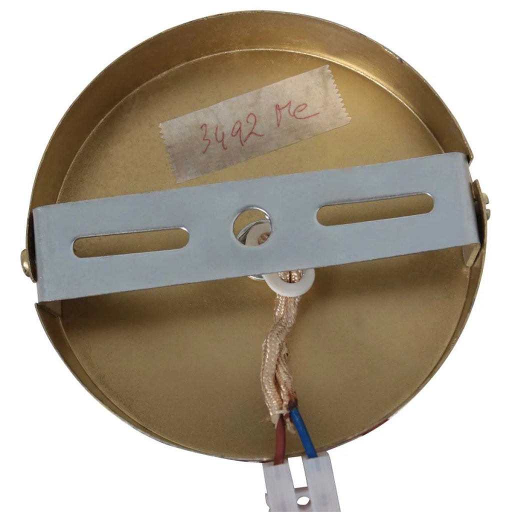 Rosace de plafond en laiton doré avec support de montage et câblage pour suspension verre facetté Ø18 cm