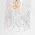Vase ou luminaire en verre facetté transparent avec détails en laiton doré H23 cm