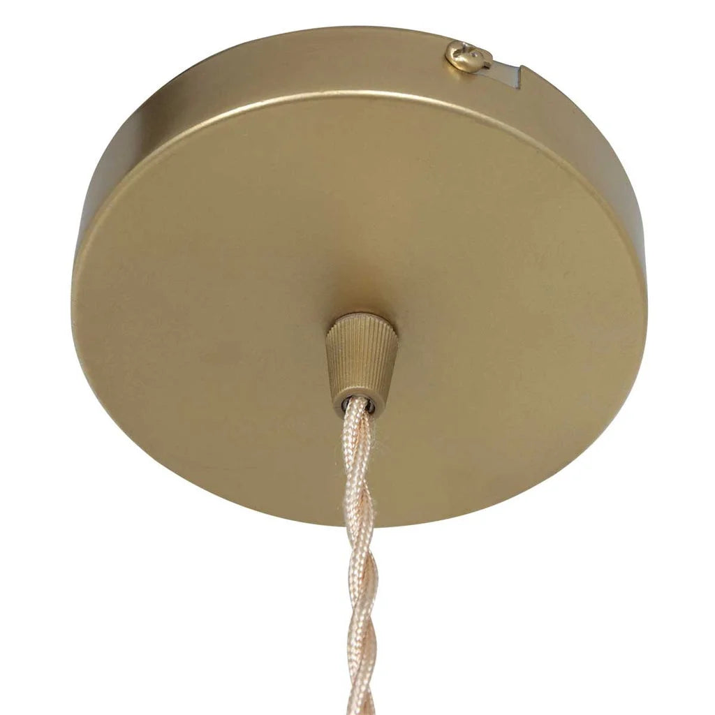 Rosace de plafond en laiton doré avec cordon électrique en tissu pour suspension en verre