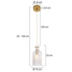 Suspension en verre facetté transparent et laiton doré avec hauteur réglable, H23 cm