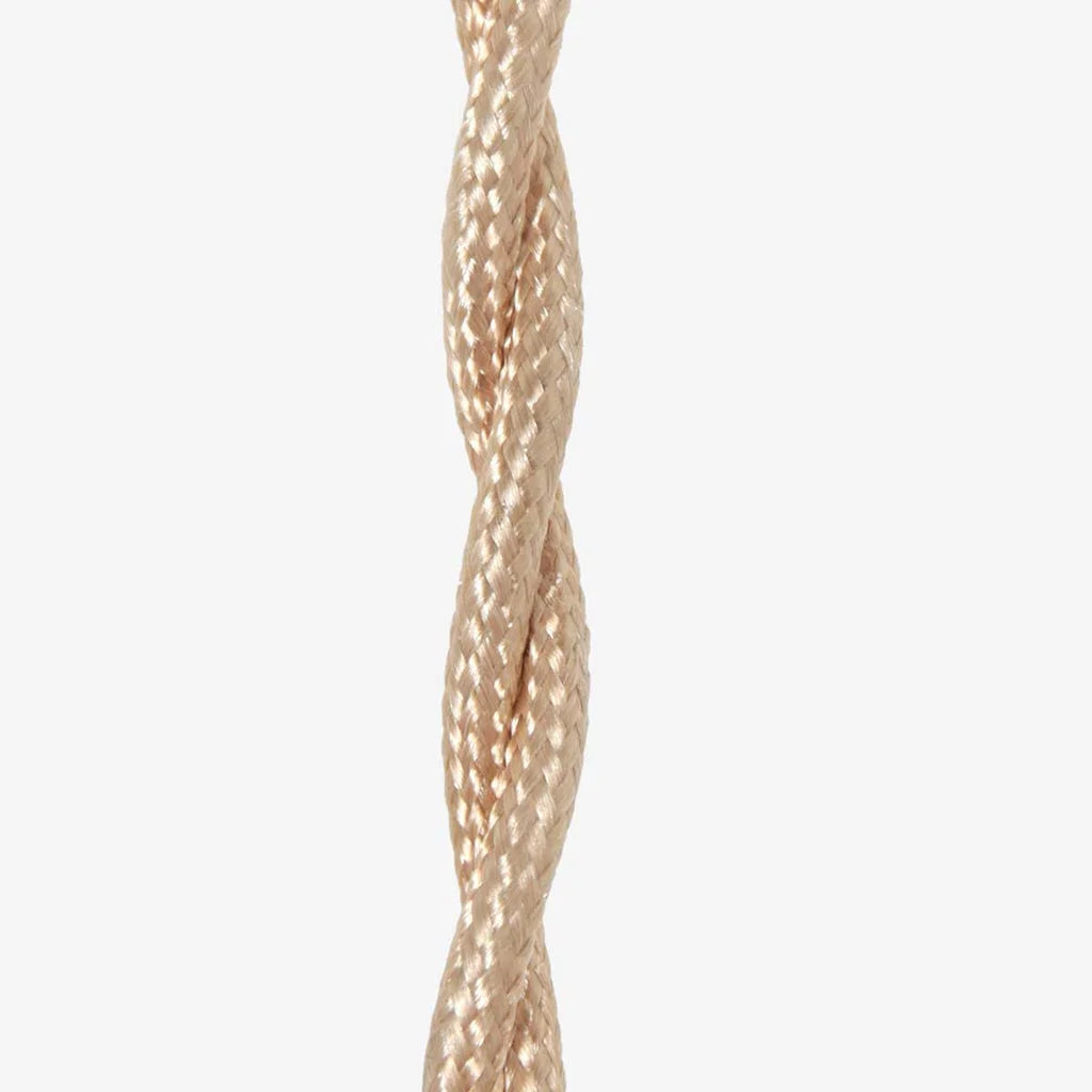 Câble électrique tressé brun clair pour Suspension en verre facetté transparent et laiton doré H23 cm