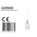 Suspension en verre facetté transparent avec fixation en laiton doré, H23 cm