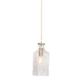 Suspension en verre facetté transparente avec fixation en laiton doré, H23 cm