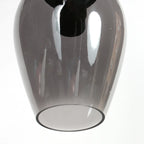 Suspension verre fumé goutte noire pour cuisine ou salle à manger avec luminaire en verre satiné