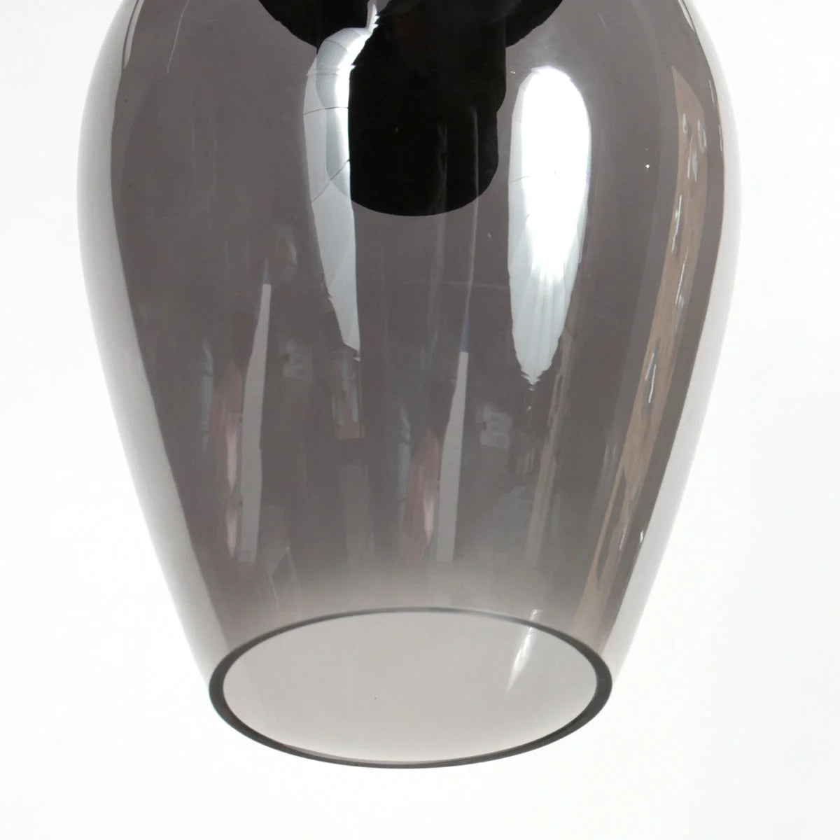 Suspension verre fumé goutte noire pour cuisine ou salle à manger avec luminaire en verre satiné