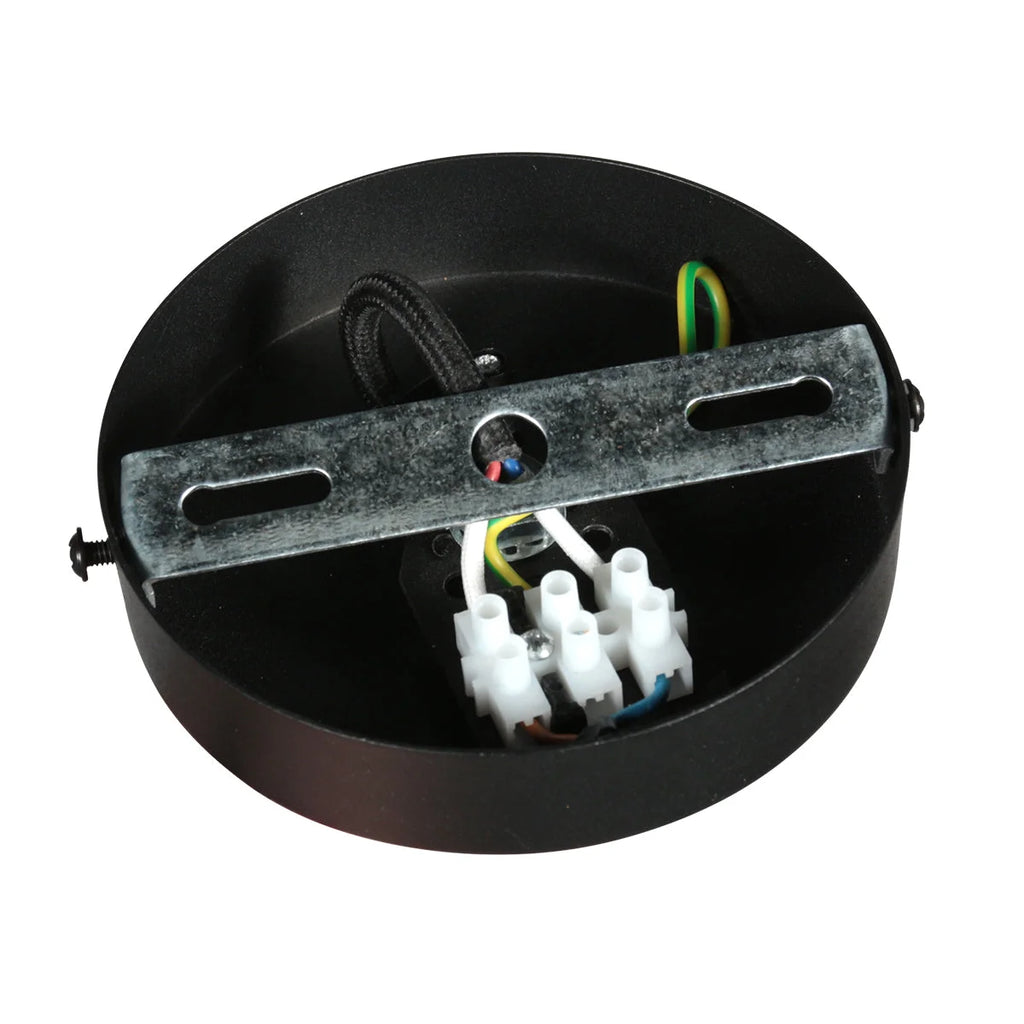 Luminaire plafond noir en verre fumé avec connexions électriques pour cuisine ou salle à manger