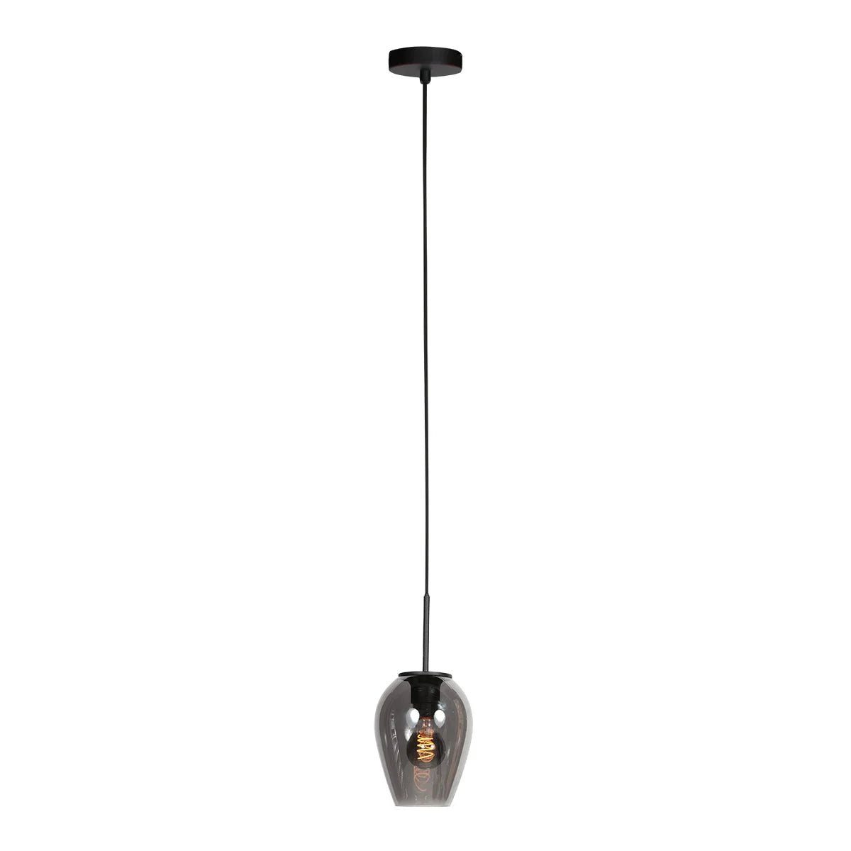 Suspension verre fumé noire avec abat-jour en forme de goutte pour cuisine ou salle à manger
