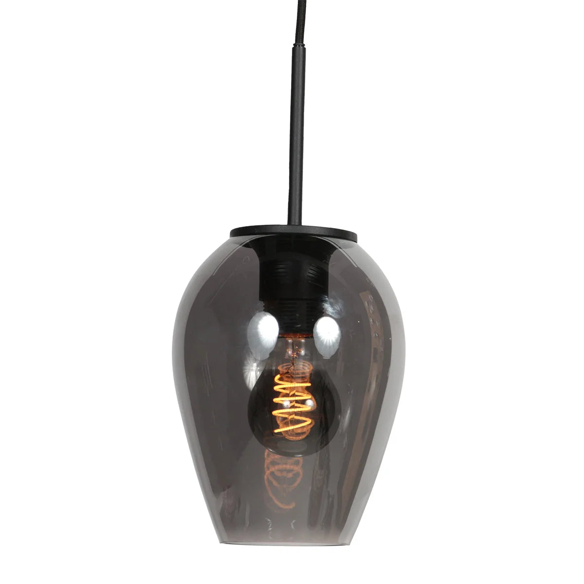 Suspension verre fumé goutte noire pour cuisine ou salle à manger, diamètre 15 cm