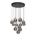 Lustre à pendants sphériques en verre fumé noir de 60 cm de diamètre
