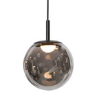 Suspension en verre fumé noir à 12 globes sphériques Ø60 cm, luminaire moderne