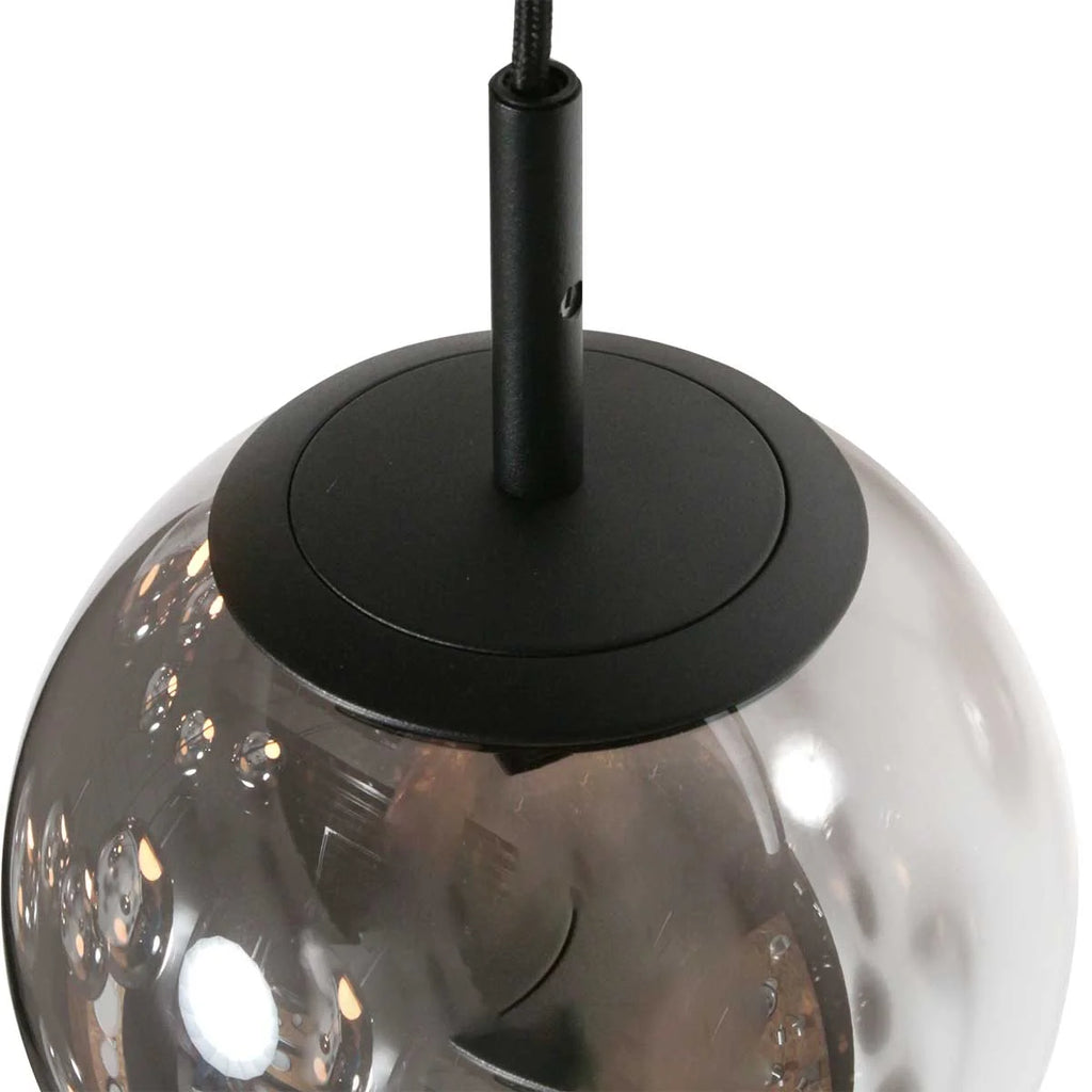 Luminaire suspendu en verre fumé noir avec 12 globes sphériques de 60 cm de diamètre