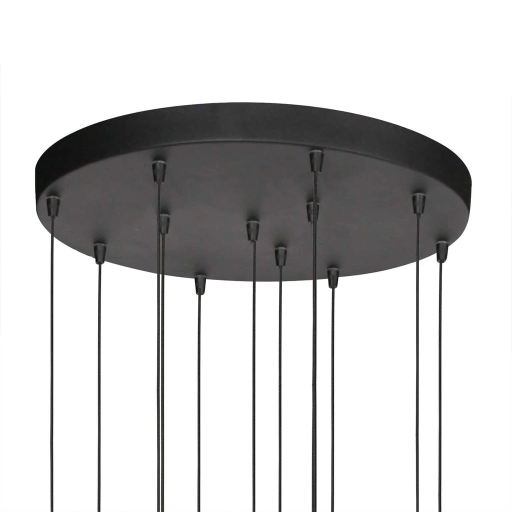 Luminaire suspendu en verre fumé noir avec douze globes sphériques de Ø60 cm