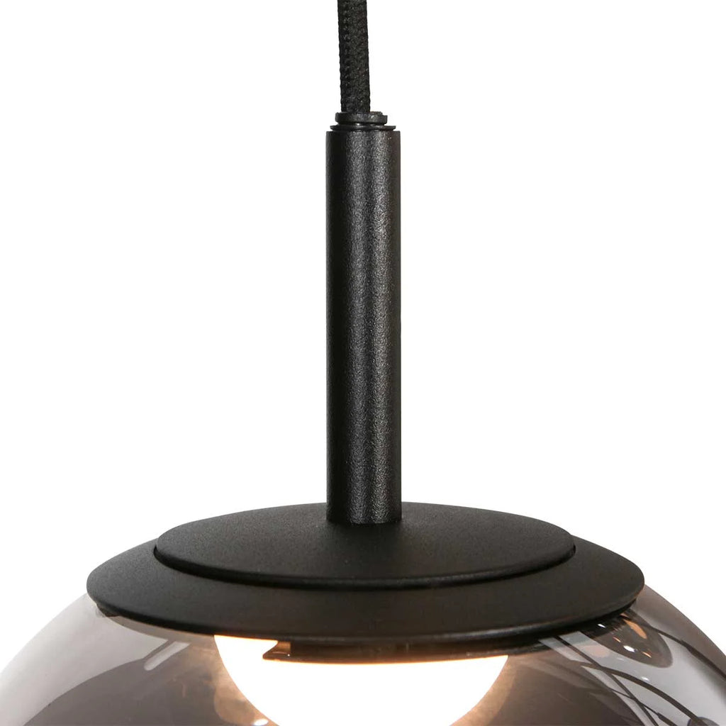 Luminaire suspendu en verre fumé noir avec 12 globes sphériques de 60 cm de diamètre
