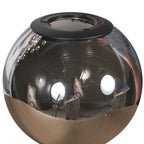 Vase sphérique en verre fumé noir avec base en bronze et bord noir pour suspension élégante
