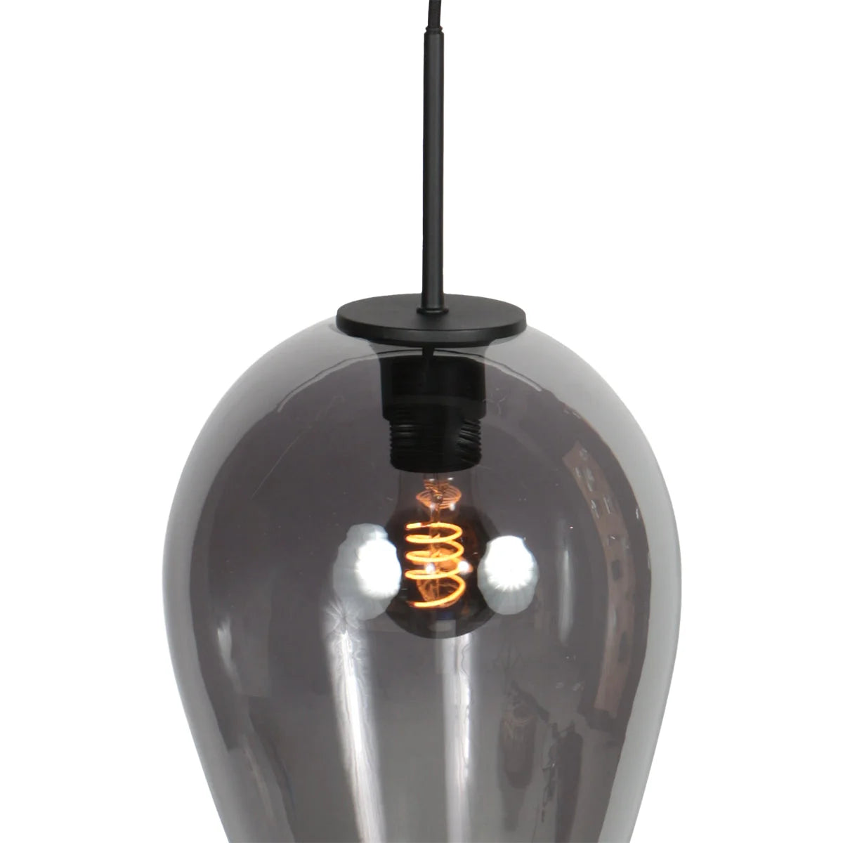 Suspension en verre fumé noir forme goutte pour cuisine ou salle à manger Ø22,5 cm