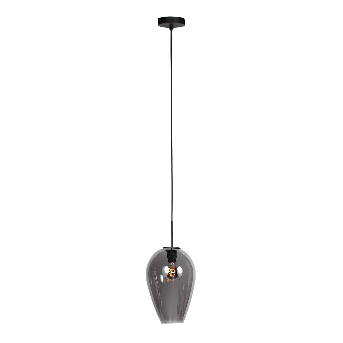 Suspension en verre fumé noir forme goutte pour cuisine ou salle à manger ø22,5 cm