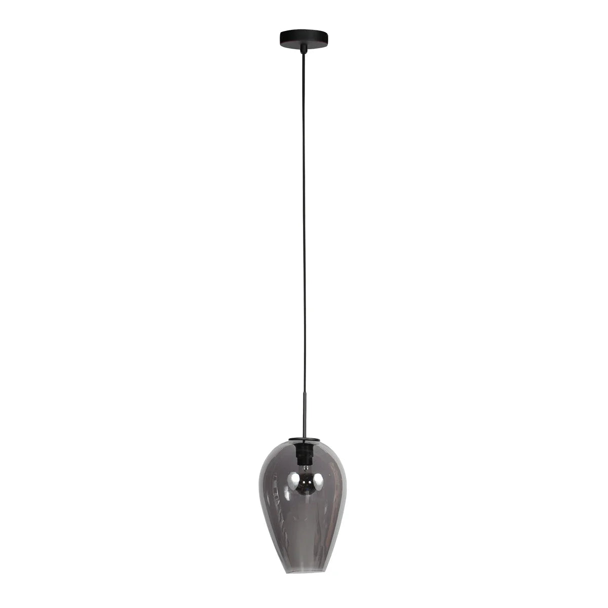 Suspension en verre fumé noir forme goutte pour cuisine ou salle à manger, diamètre 22,5 cm