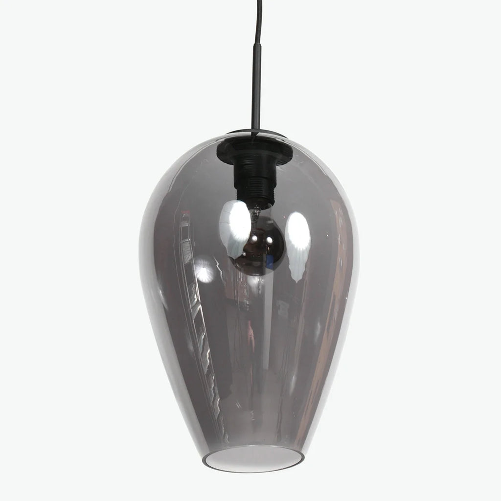 Suspension en verre fumé noir en forme de goutte pour cuisine ou salle à manger
