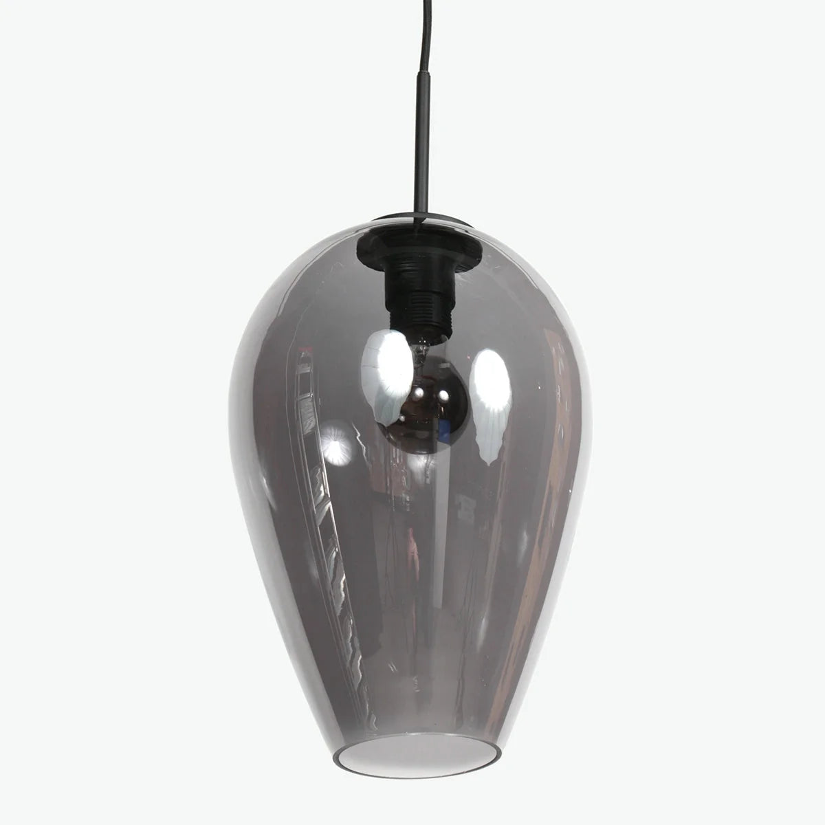 Suspension en verre fumé noir en forme de goutte pour cuisine ou salle à manger