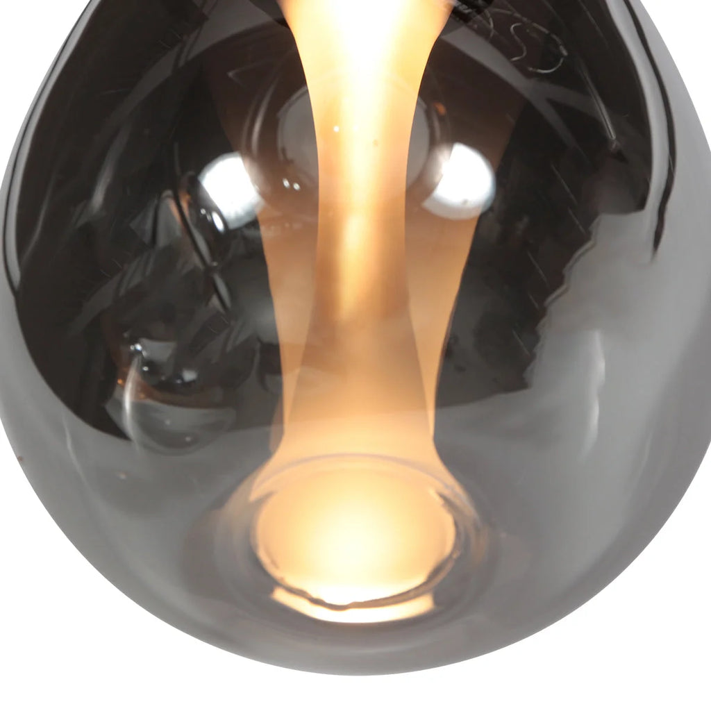 Ampoule en verre fumé noir suspendue avec filament lumineux pour salle à manger