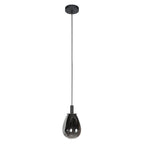 Suspension en verre fumé noir en forme de goutte pour salle à manger Ø14,5 cm