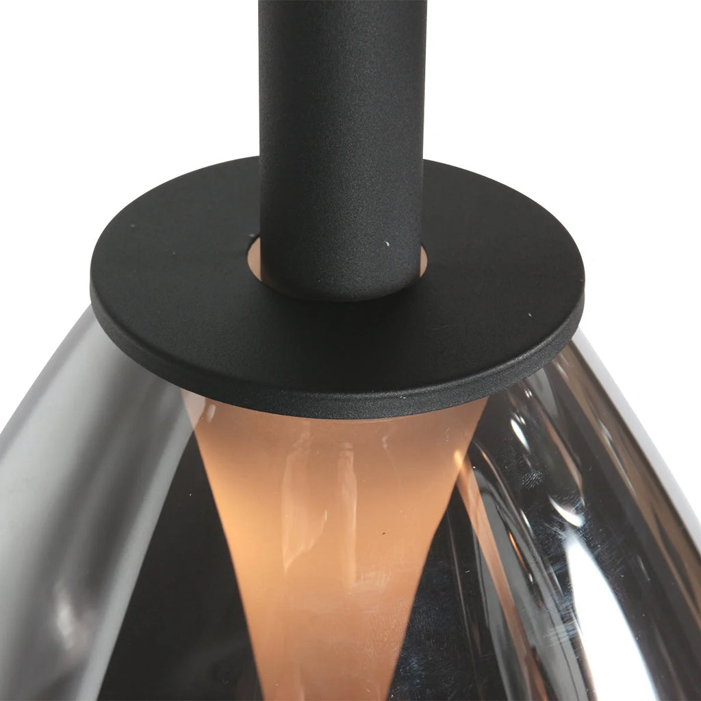 Lampe suspendue moderne en verre fumé noir style goutte pour salle à manger
