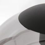 Objet en verre fumé noir sphérique à 3 globes avec dôme gris et sommet texturé