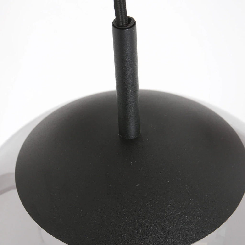Globe suspendu en verre fumé noir à trois globes pour suspension éclairage noire