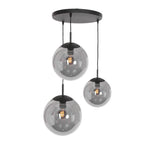 Suspension en verre fumé noir sphérique à 3 globes etamp; Ø35 cm