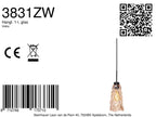 Étiquette d’information produit pour Suspension en verre ondulé ambre et métal noir ajustable Ø14 cm