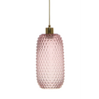 Suspension en verre rose avec motif à bulles et accents en laiton pour Hängelampe Irina 100 Rosa