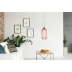 Suspension en verre rose avec surface texturée à points pour Hängelampe Irina 100 Rosa