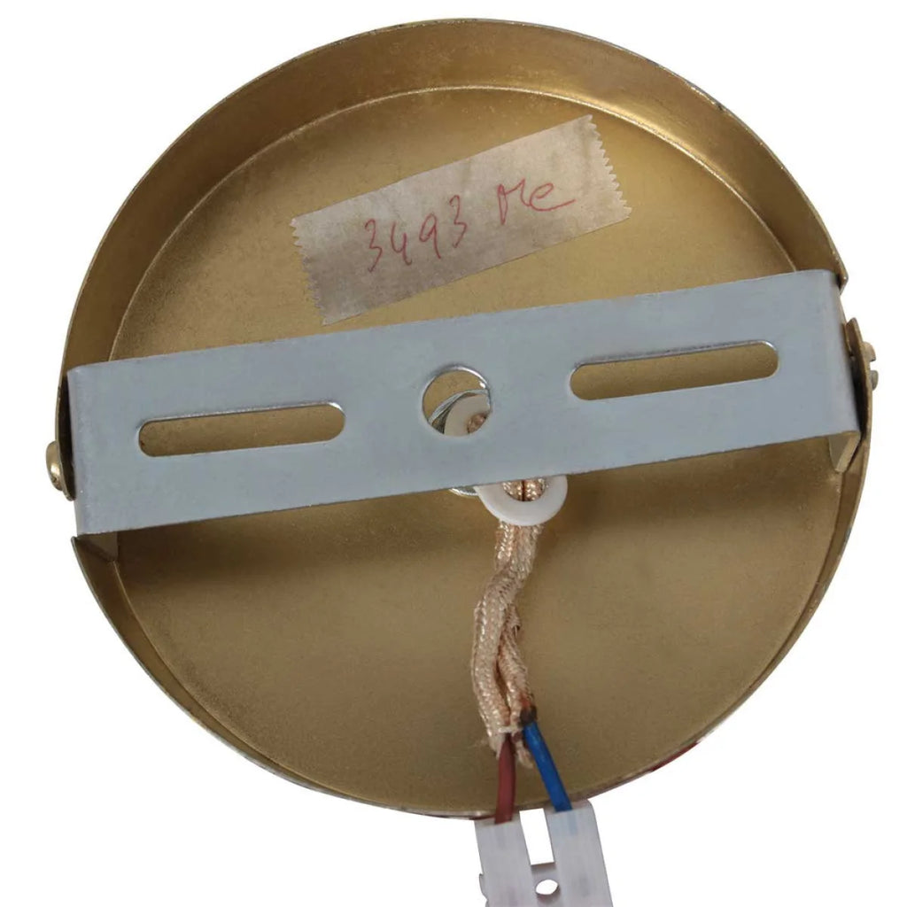 Rose de plafond en laiton doré avec support, wiring pour suspension en verre taillé