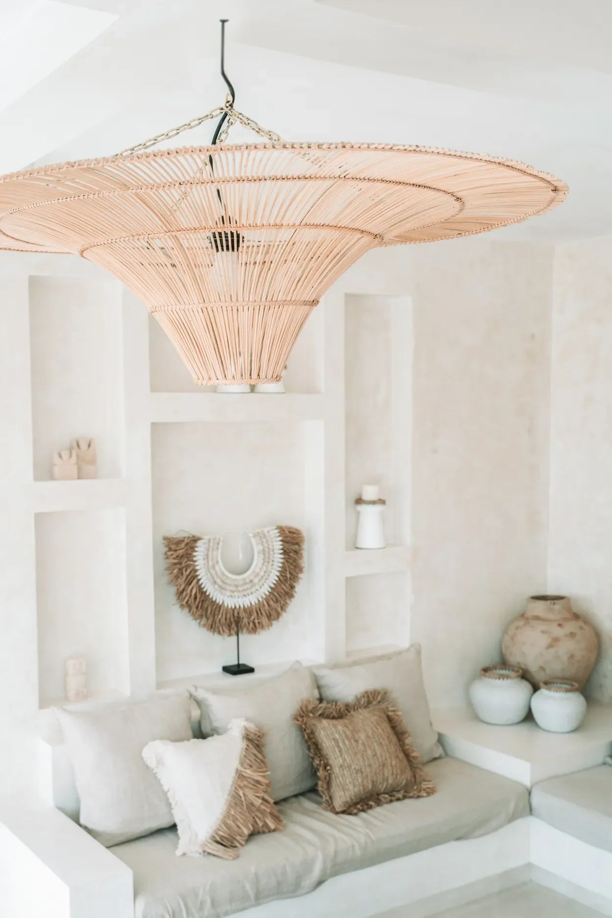 Suspension XXL en rotin naturel 110 cm