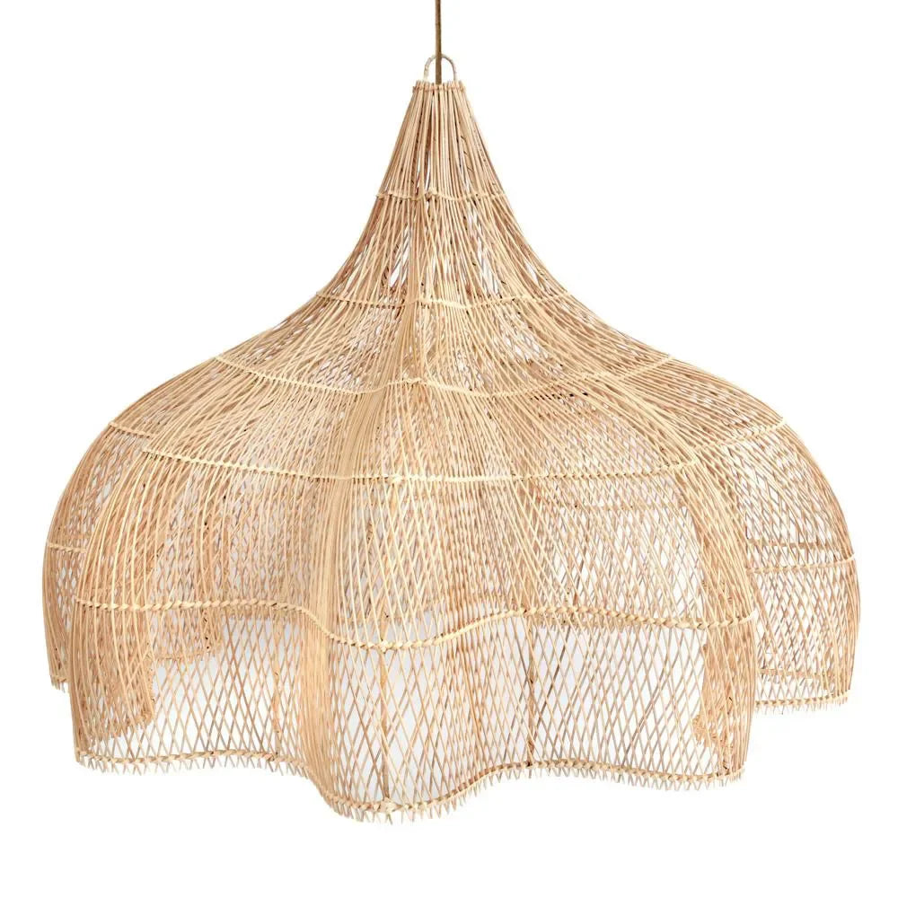 Suspension XXL en rotin naturel tressé ajouré, lampadaire en rotin design fadeau