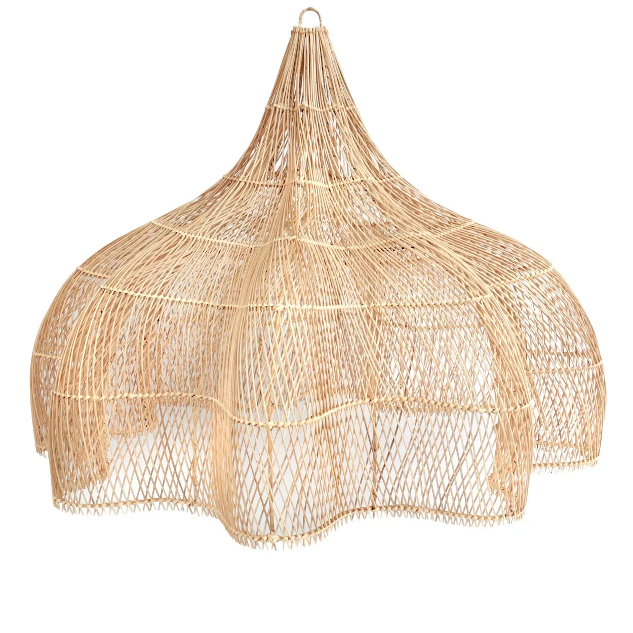 Suspension XXL en rotin naturel tressé ajouré, lampadaire en rotin pour intérieur
