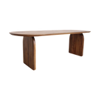 Table à manger en bois de manguier brun, 180x90 cm, bords arrondis