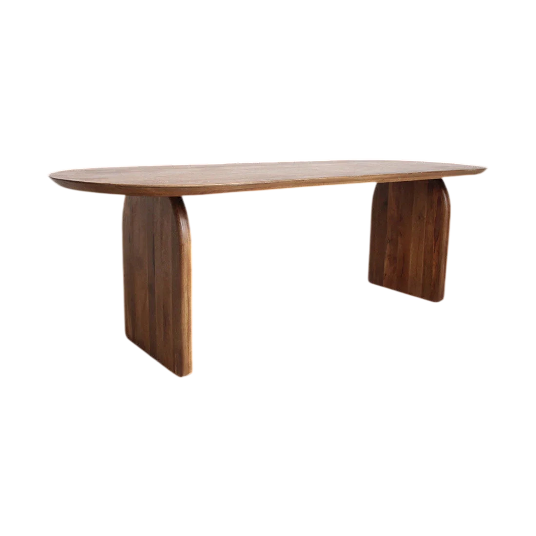 Table à manger en bois de manguier brun, formes arrondies, 200x90 cm