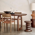 Table à manger en noyer brun pieds courbés 240x90 cm