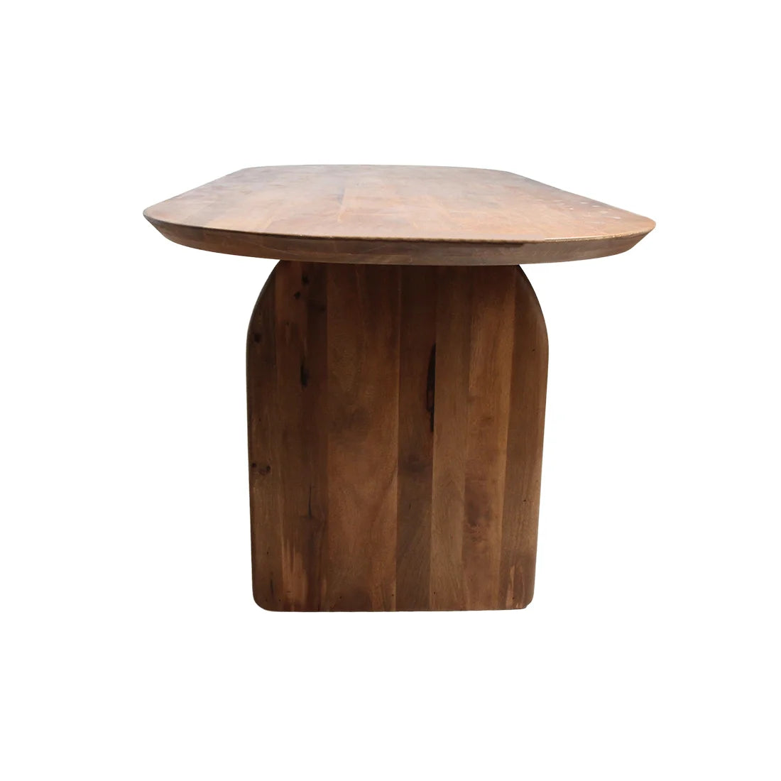 Table à manger bois massif brun piètement sculptural 180x90 cm minimaliste