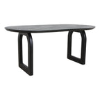 Table à manger ovale en bois noir avec pieds en métal courbés ajourés, 180x90 cm