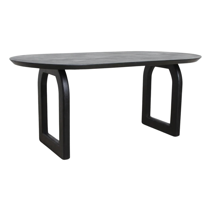 Table à manger en bois noir pieds arches ajourés – 180x90 cm