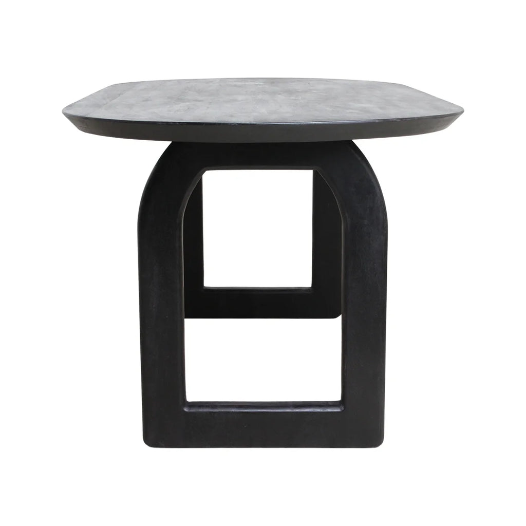 Table à manger moderne en bois noir avec pieds ajourés, 180x90 cm