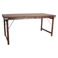 Table à manger en bois recyclé brun et métal vintage, 165x75 cm