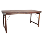 Table à manger en bois recyclé brun et métal vintage, 165x75 cm