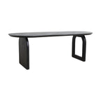 Table à manger ovale moderne en pierre grise avec pieds noirs asymétriques