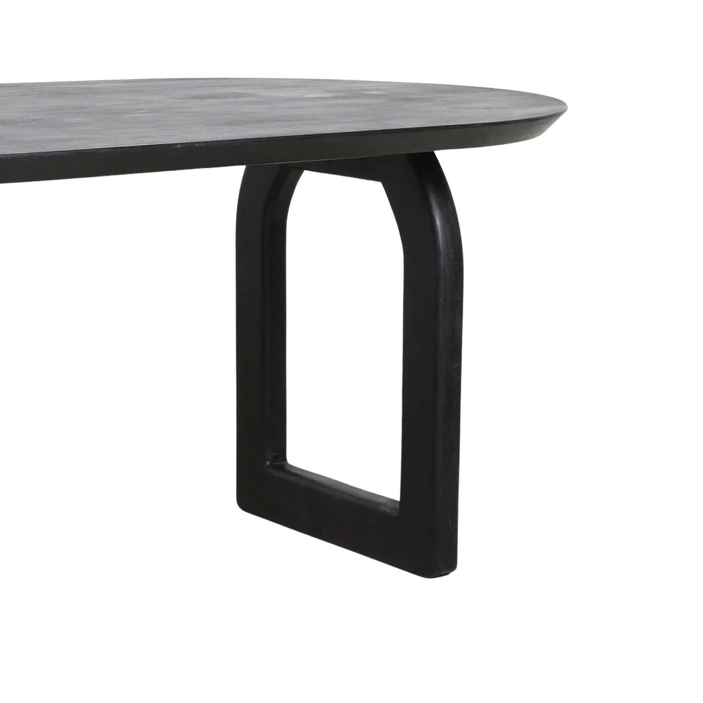 Table à manger oblongue en bois noir, pieds arche ajourés 200x90 cm