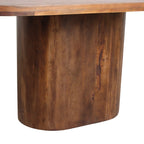 Table à manger ovale en bois de manguier brun, pied central, 180x110 cm